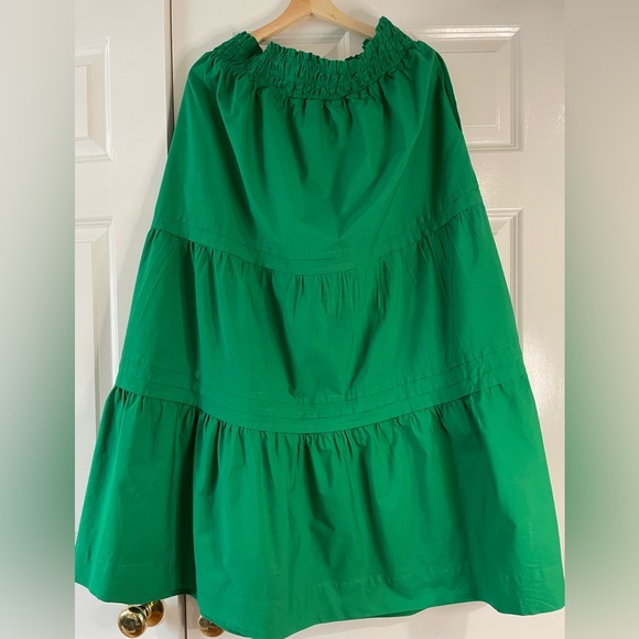Anthropologie The Somerset Maxi Skirt Tiered Emerald Green Size Large - Picture 6 of 9